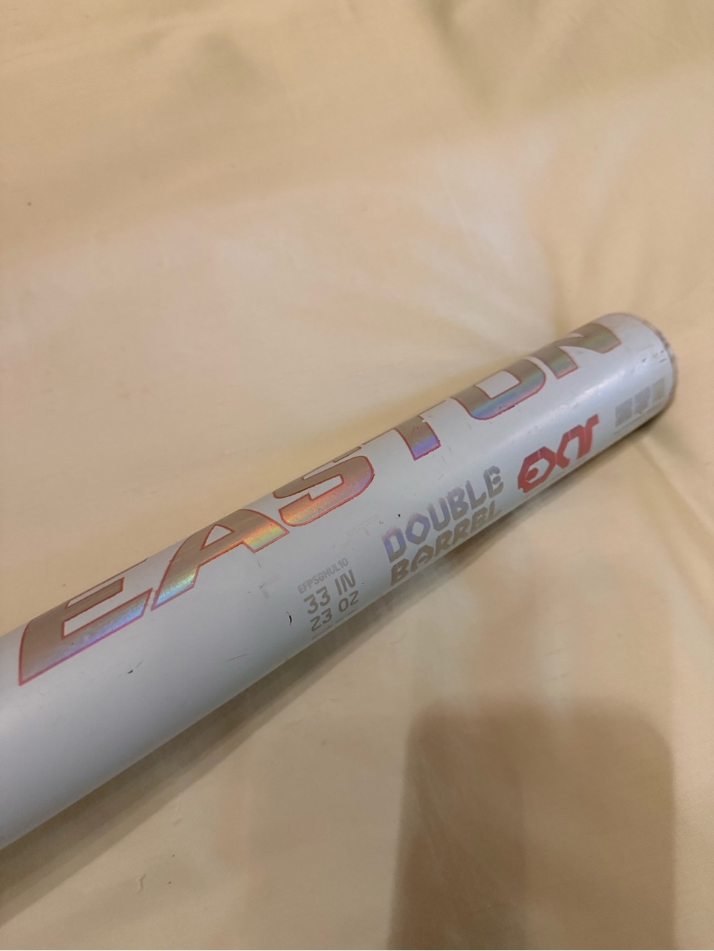 Easton White Double Barrel EXR Baseball/Softball Bat with Holographic Accents